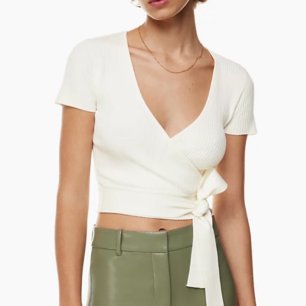 Aritzia Cream Wrap Sweater
